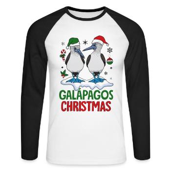 Galapagos Christmas - Unisex Baseballshirt langarm - Weiß/Schwarz - Vorne - Nik (191cm)
