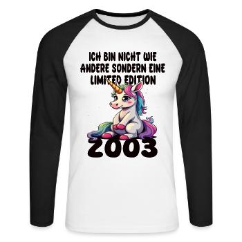 Limited Edition 2003 Geburtstag 2003 Geboren - Unisex Baseballshirt langarm - Weiß/Schwarz - Vorne - Nik (191cm)