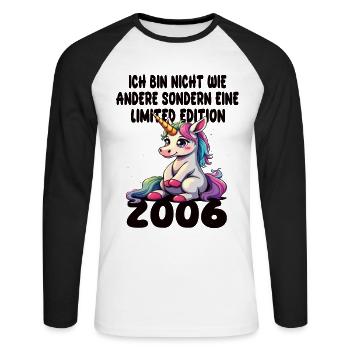 Limited Edition 2006 Geburtstag 2006 Geboren - Unisex Baseballshirt langarm - Weiß/Schwarz - Vorne - Nik (191cm)