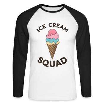 Frozen Cream Squad Funny Dessert Gelato Cream - Unisex Long Sleeve Baseball T-Shirt - white/black - Front - Nik (191cm)