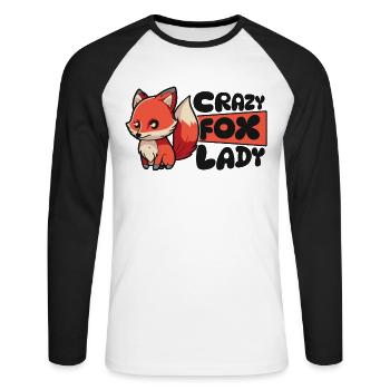 Crazy Fox Lady Canidae Caninae Red Fox Fox Lover - Unisex Long Sleeve Baseball T-Shirt - white/black - Front - Nik (191cm)
