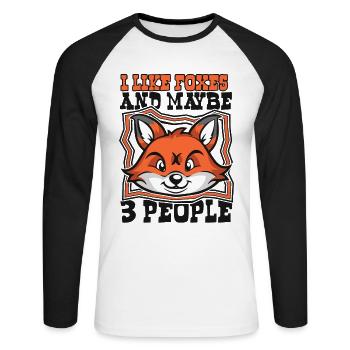 I Like Foxes And Maybe 3 People Canidae Caninae - Unisex Long Sleeve Baseball T-Shirt - white/black - Front - Nik (191cm)