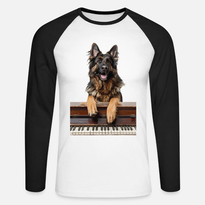 Deutscher Schäferhund - Unisex Baseballshirt langarm - Weiß/Schwarz