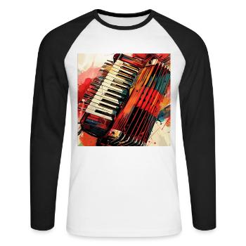 Accordéon - T-shirt baseball manches longues Homme - blanc/noir - Devant - Nik (191cm)