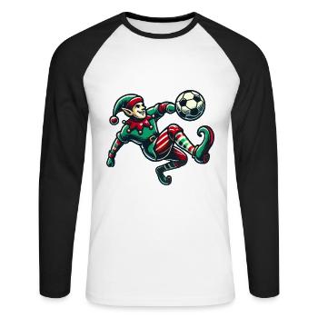 Christmas Elf Football Player Motif - Unisex Long Sleeve Baseball T-Shirt - white/black - Front - Nik (191cm)