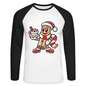 Zimt Und Heiße Schokolade Weihnachtlicher Spaß - Unisex Baseballshirt langarm - Weiß/Schwarz - Vorne - Nik (191cm)