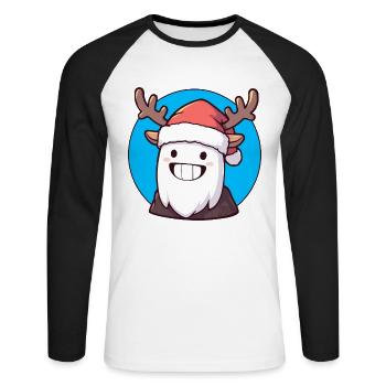 Christmas Yeti with Antlers and Santa Hat - Unisex Long Sleeve Baseball T-Shirt - white/black - Front - Nik (191cm)
