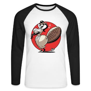 Wide beautiful lady woman beaver - Unisex Long Sleeve Baseball T-Shirt - white/black - Front - Nik (191cm)
