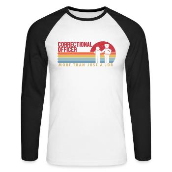 Agent correctionnel plus qu’un emploi Services correctionnels - T-shirt baseball manches longues Homme - blanc/noir - Devant - Nik (191cm)