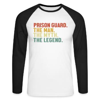 Gardien de prison Homme Mythe Légende Gardien de prison - T-shirt baseball manches longues Homme - blanc/noir - Devant - Nik (191cm)
