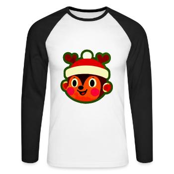 Fröhlicher Rentier Affe Weihnachtsspaß - Unisex Baseballshirt langarm - Weiß/Schwarz - Vorne - Nik (191cm)