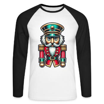 Christmas Nutcracker Stylish Classic - Unisex Long Sleeve Baseball T-Shirt - white/black - Front - Nik (191cm)