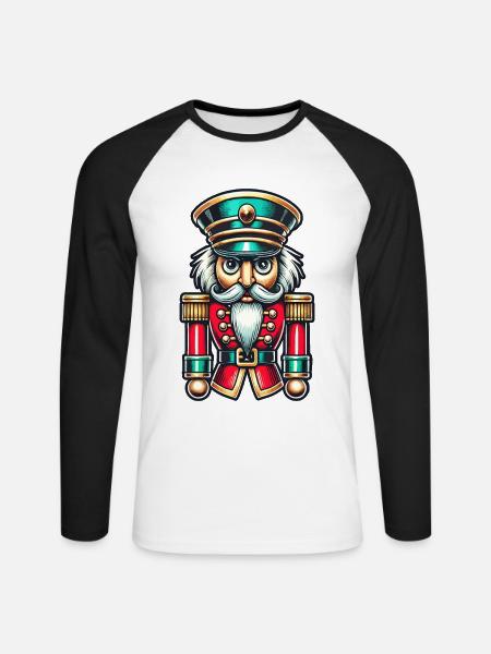 Christmas Nutcracker Stylish Classic - Unisex Long Sleeve Baseball T-Shirt - white/black