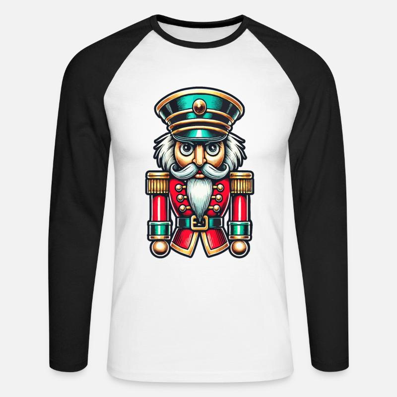 Christmas Nutcracker Stylish Classic - Unisex Long Sleeve Baseball T-Shirt - white/black