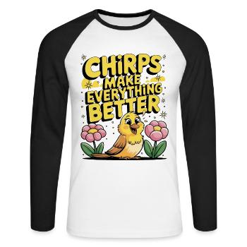 Pet, canary, owner, bird lover and - Unisex Long Sleeve Baseball T-Shirt - white/black - Front - Nik (191cm)