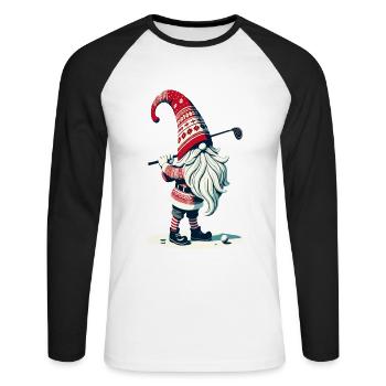 Golfer Gnome for Golf Lovers - Unisex Long Sleeve Baseball T-Shirt - white/black - Front - Nik (191cm)