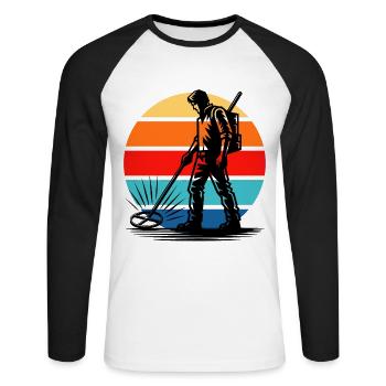 Sondeln Metalldetektor - Unisex Baseballshirt langarm - Weiß/Schwarz - Vorne - Nik (191cm)