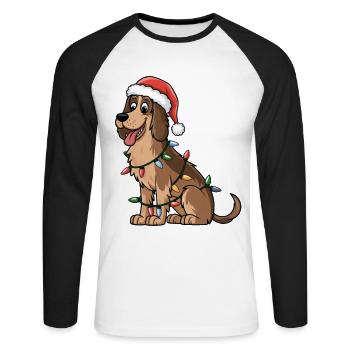 Irish Wolfhound Christmas Lights Xmas Dogs Gifts - Unisex Long Sleeve Baseball T-Shirt - white/black - Front - Nik (191cm)