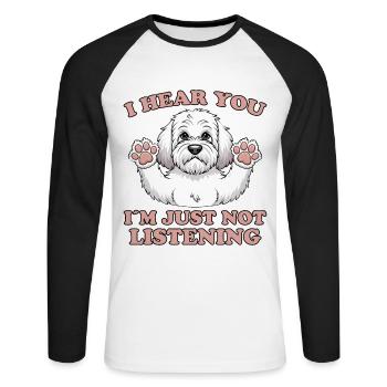 Cockapoo disant chiens drôle Cockapoo cadeau - T-shirt baseball manches longues Homme - blanc/noir - Devant - Nik (191cm)
