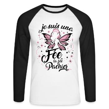Je Suis Une Fée La Fée Pachier - T-shirt baseball manches longues Homme - blanc/noir - Devant - Nik (191cm)