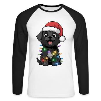 Schipperke Christmas Lights Xmas Dogs Gifts - Unisex Baseballshirt langarm - Weiß/Schwarz - Vorne - Nik (191cm)