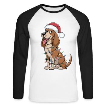 Pharaoh Hound Christmas Lights Xmas Dogs Gifts - Unisex Long Sleeve Baseball T-Shirt - white/black - Front - Nik (191cm)