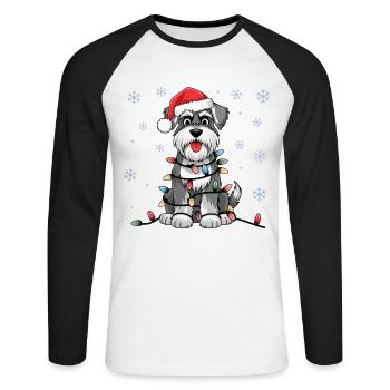 Standard Schnauzer Christmas Lights Xmas Dogs - Unisex Long Sleeve Baseball T-Shirt - white/black - Front - Nik (191cm)