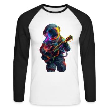 Astronauten Ukulele - Unisex Baseballshirt langarm - Weiß/Schwarz - Vorne - Nik (191cm)