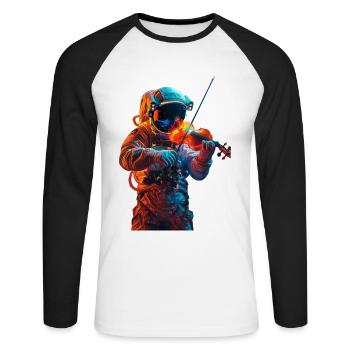 Astronaut Violin - Unisex Long Sleeve Baseball T-Shirt - white/black - Front - Nik (191cm)