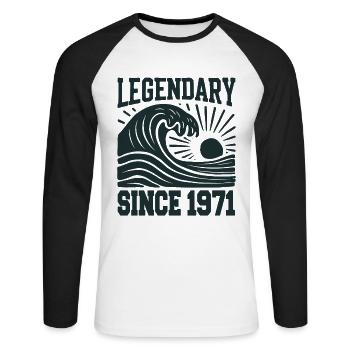 Légendaire depuis 1971 Birthday Wave - T-shirt baseball manches longues Homme - blanc/noir - Devant - Nik (191cm)