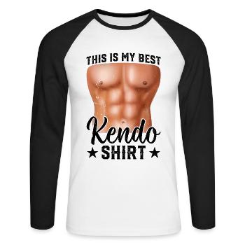 C’est mon meilleur maillot de Kendo Kendo Fighter - T-shirt baseball manches longues Homme - blanc/noir - Devant - Nik (191cm)
