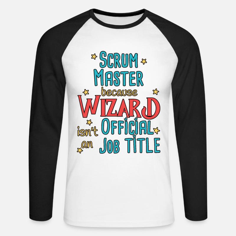 Scrum Master Wizard - Unisex Baseballshirt langarm - Weiß/Schwarz