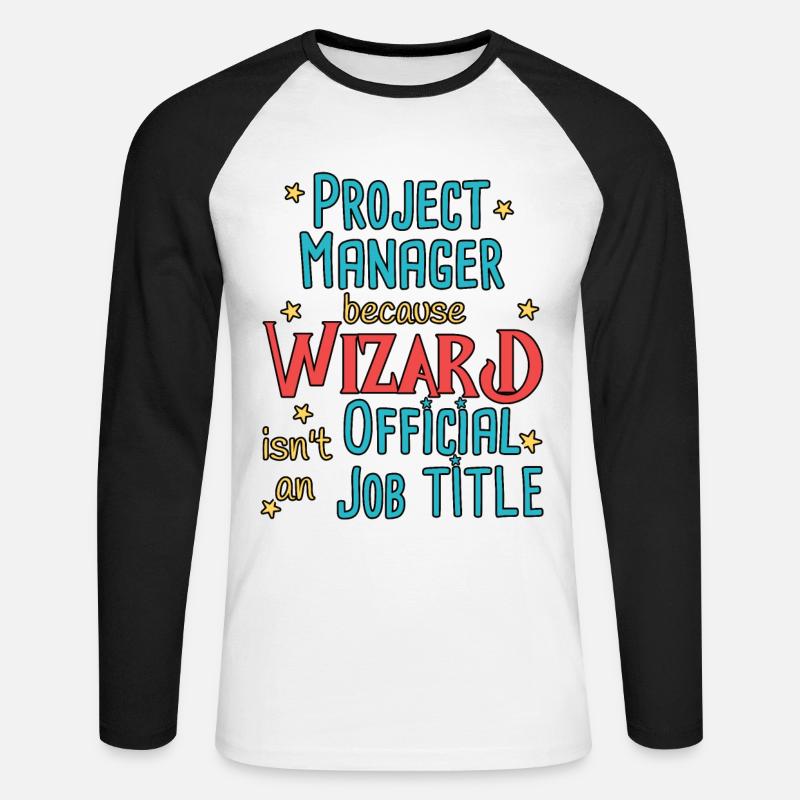 Project Manager Wizard - Unisex Baseballshirt langarm - Weiß/Schwarz