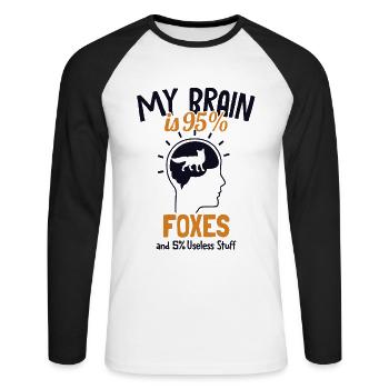Mon cerveau est composé à 95% de renards Canidés Caninae Renard roux Renard - T-shirt baseball manches longues Homme - blanc/noir - Devant - Nik (191cm)