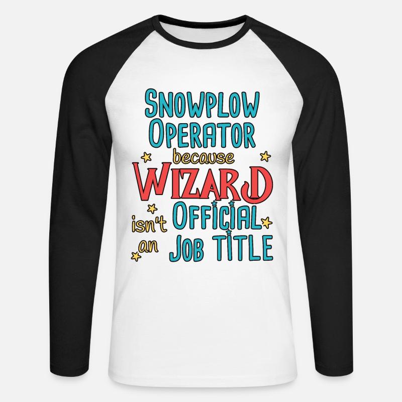 Snowplow Operator Wizard Schneepflugfahrer - Unisex Baseballshirt langarm - Weiß/Schwarz