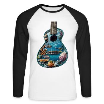 Fisch Ukulele - Unisex Baseballshirt langarm - Weiß/Schwarz - Vorne - Nik (191cm)
