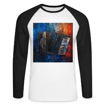 Accordéon - T-shirt baseball manches longues Homme - blanc/noir - Devant - Nik (191cm)