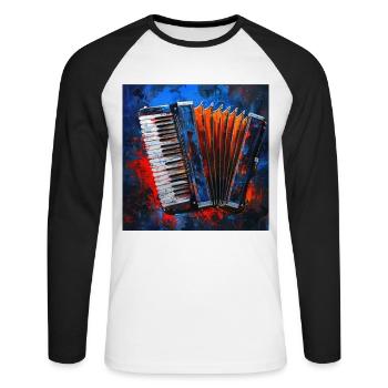 Accordéon - T-shirt baseball manches longues Homme - blanc/noir - Devant - Nik (191cm)