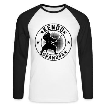 Kendo Grand-père Kendo Combattant Grand-père Lutteur de Kendo - T-shirt baseball manches longues Homme - blanc/noir - Devant - Nik (191cm)