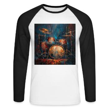Schlagzeug - Unisex Baseballshirt langarm - Weiß/Schwarz - Vorne - Nik (191cm)
