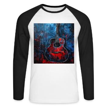 Guitare - T-shirt baseball manches longues Homme - blanc/noir - Devant - Nik (191cm)