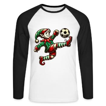 Soccer Playing Eleven With Ball - Unisex Long Sleeve Baseball T-Shirt - white/black - Front - Nik (191cm)