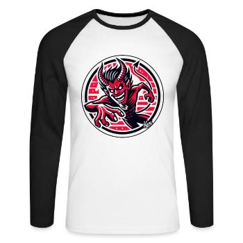 Agile Evil Devilish Devil Devil Devil - Unisex Long Sleeve Baseball T-Shirt - white/black - Front - Nik (191cm)