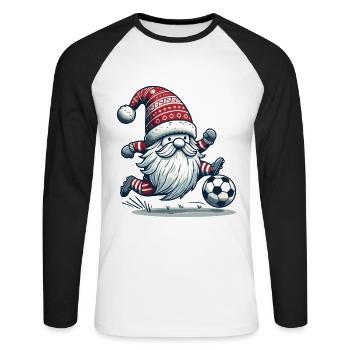 Gnome de football de Noël pour les fans - T-shirt baseball manches longues Homme - blanc/noir - Devant - Nik (191cm)