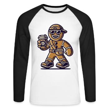 Funny gingerbread snob for Christmas - Unisex Long Sleeve Baseball T-Shirt - white/black - Front - Nik (191cm)