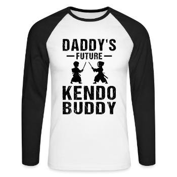 Daddy's Future Kendo Buddy - Kendo Kids - Unisex Long Sleeve Baseball T-Shirt - white/black - Front - Nik (191cm)