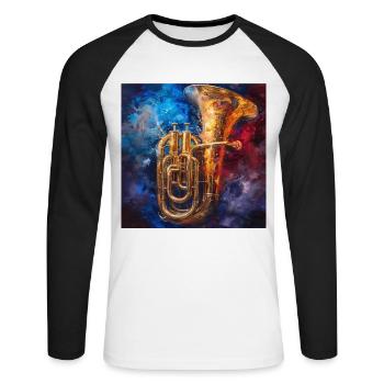 Tuba - Unisex Baseballshirt langarm - Weiß/Schwarz - Vorne - Nik (191cm)