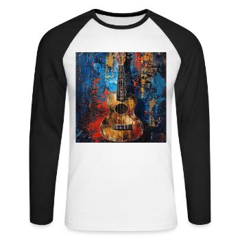 Ukulele - Unisex Baseballshirt langarm - Weiß/Schwarz - Vorne - Nik (191cm)