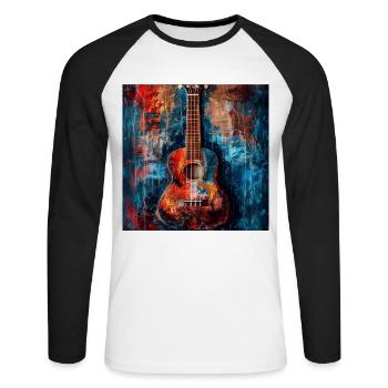 Ukulele - Unisex Baseballshirt langarm - Weiß/Schwarz - Vorne - Nik (191cm)
