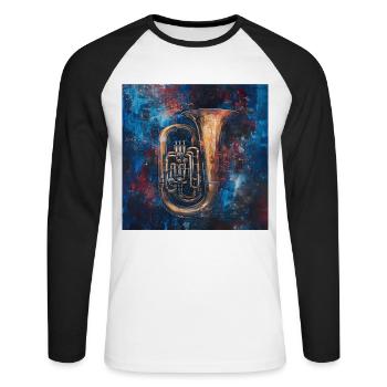 Tuba - Unisex Baseballshirt langarm - Weiß/Schwarz - Vorne - Nik (191cm)